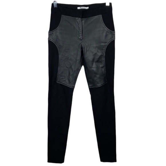 Alexander Wang Lambskin Leather Panel Ponte Pants Size XS - Picture 3 of 13